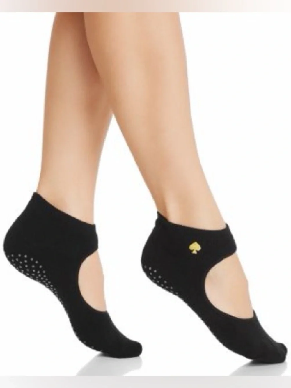 kate spade Black Barre Grip Socks with Gold Spade